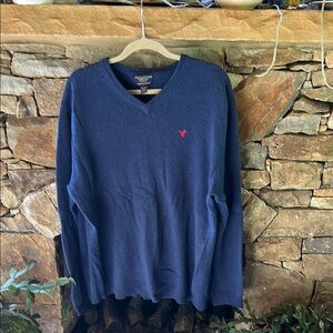 American Eagle Outfitters Dark Blue V-Neck Sweater